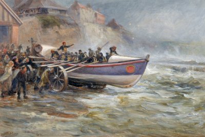 Das Starten des Cullerboats-Rettungsbootes, 1902 von Robert Jobling